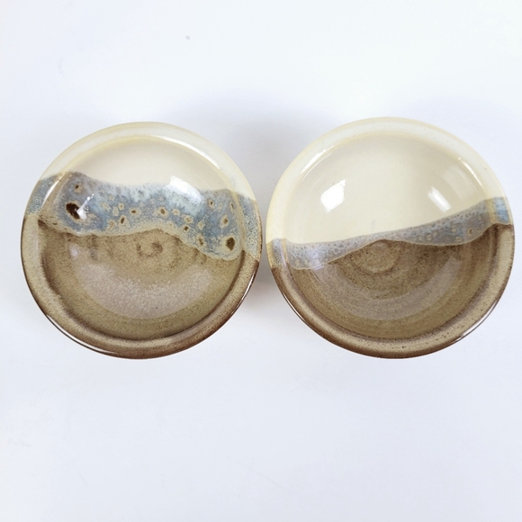 Clay In Motion~Pitcher & 2 Dipping Bowls~Brown Gray Cream~Set of 3~Neher~EUC - Picture 11 of 13